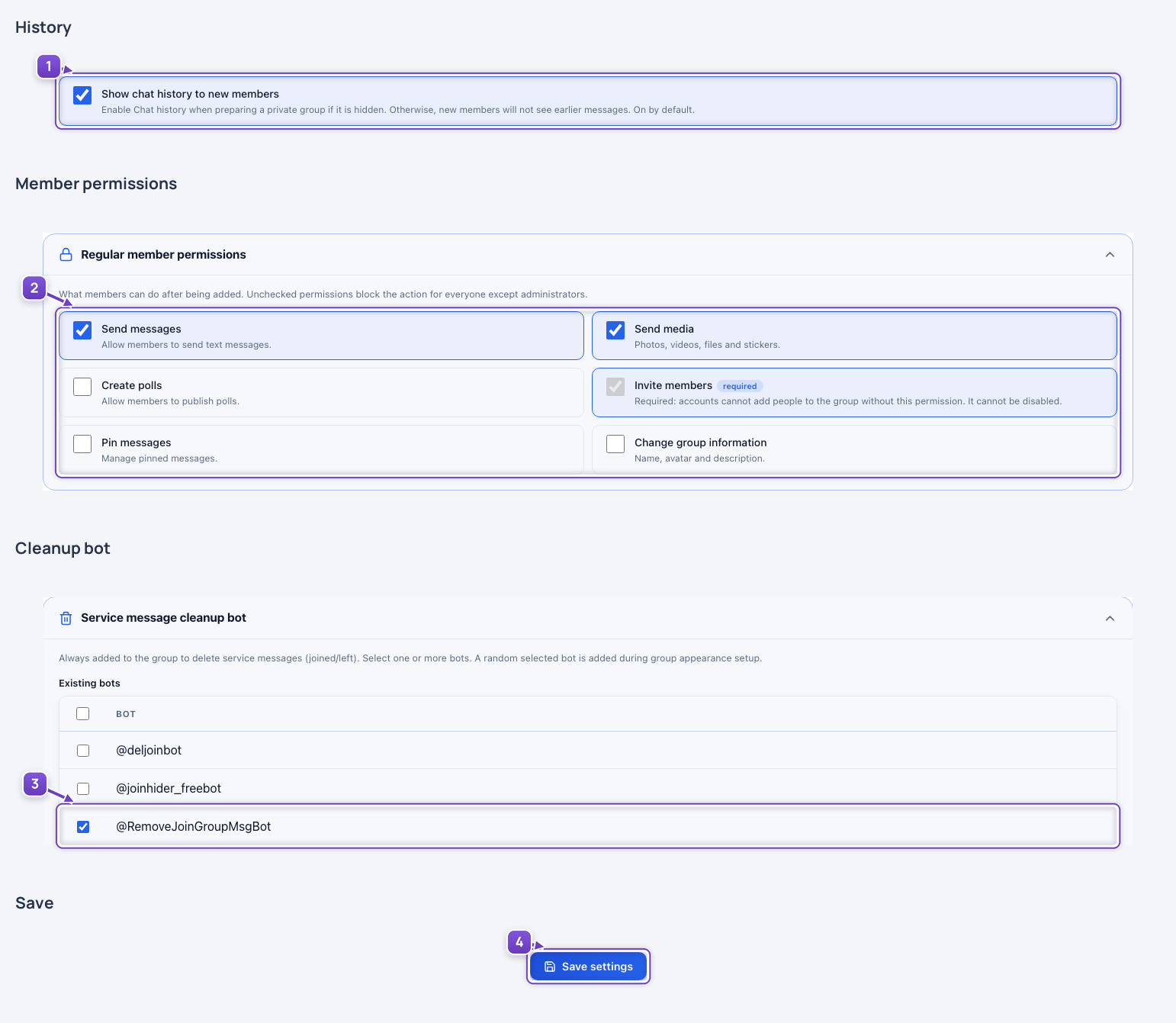 Set member permissions and the cleanup bot